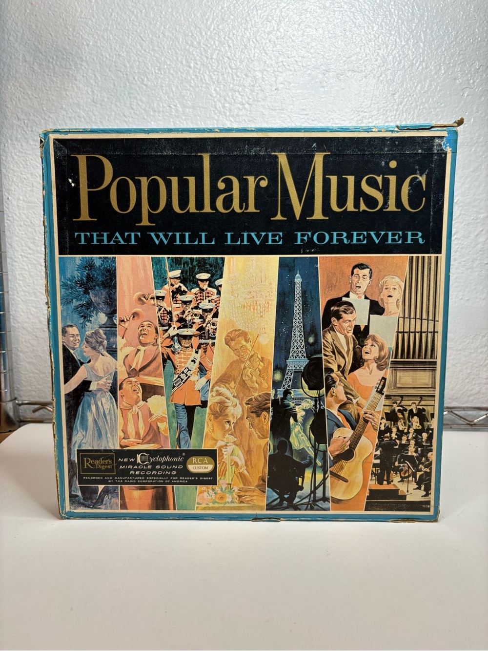 Popular Music That Will Live Forever Vintage Record Album Cover - Blue & Black